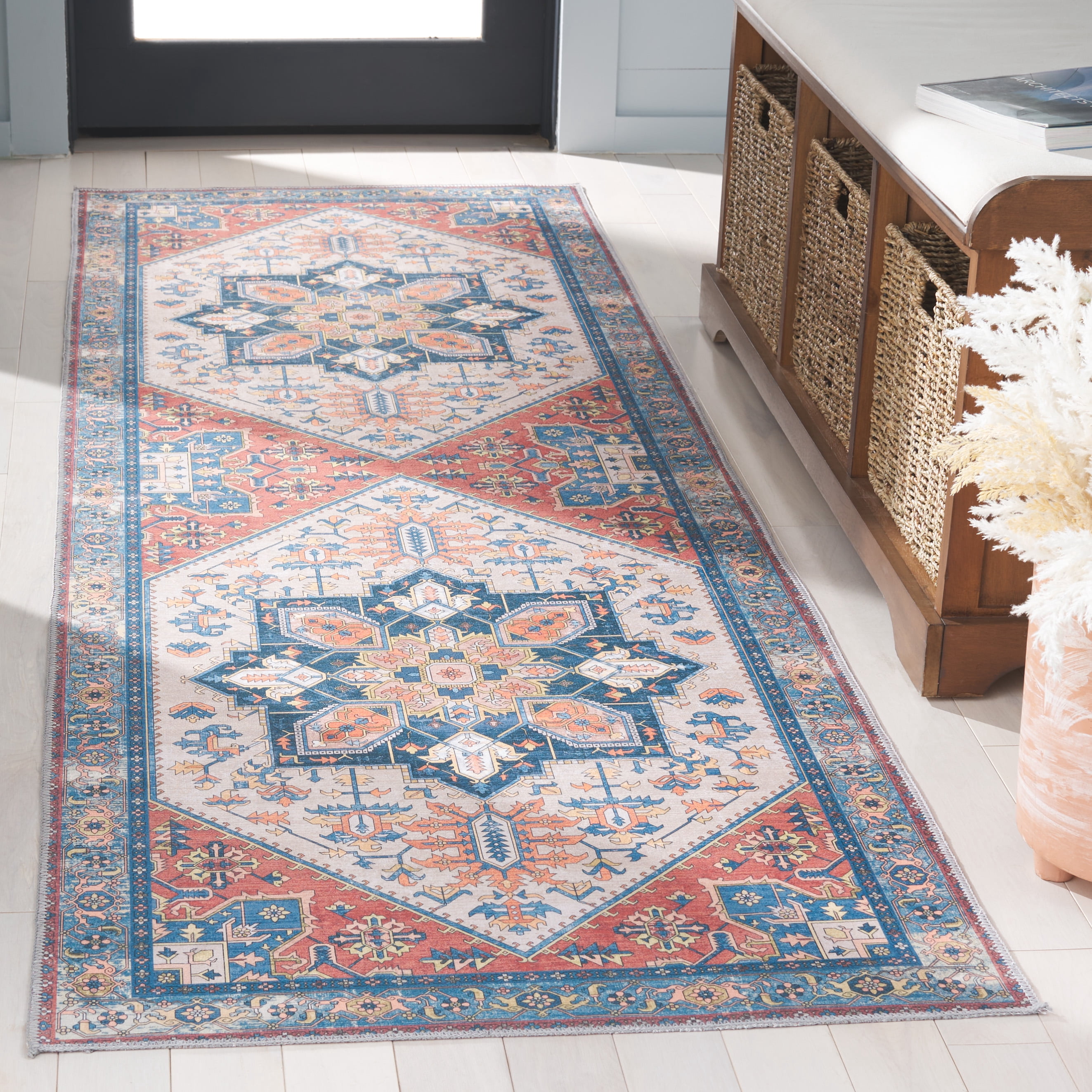 Safavieh Arizona Tyler Oriental Machine Washable Runner Rug, Rust/Beige, 2'6" x 8'