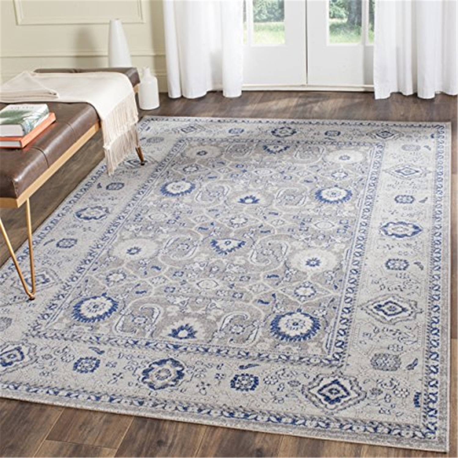 Artisan Gray and Silver Rectangular Synthetic Rug 5'-1" x 7'-6"