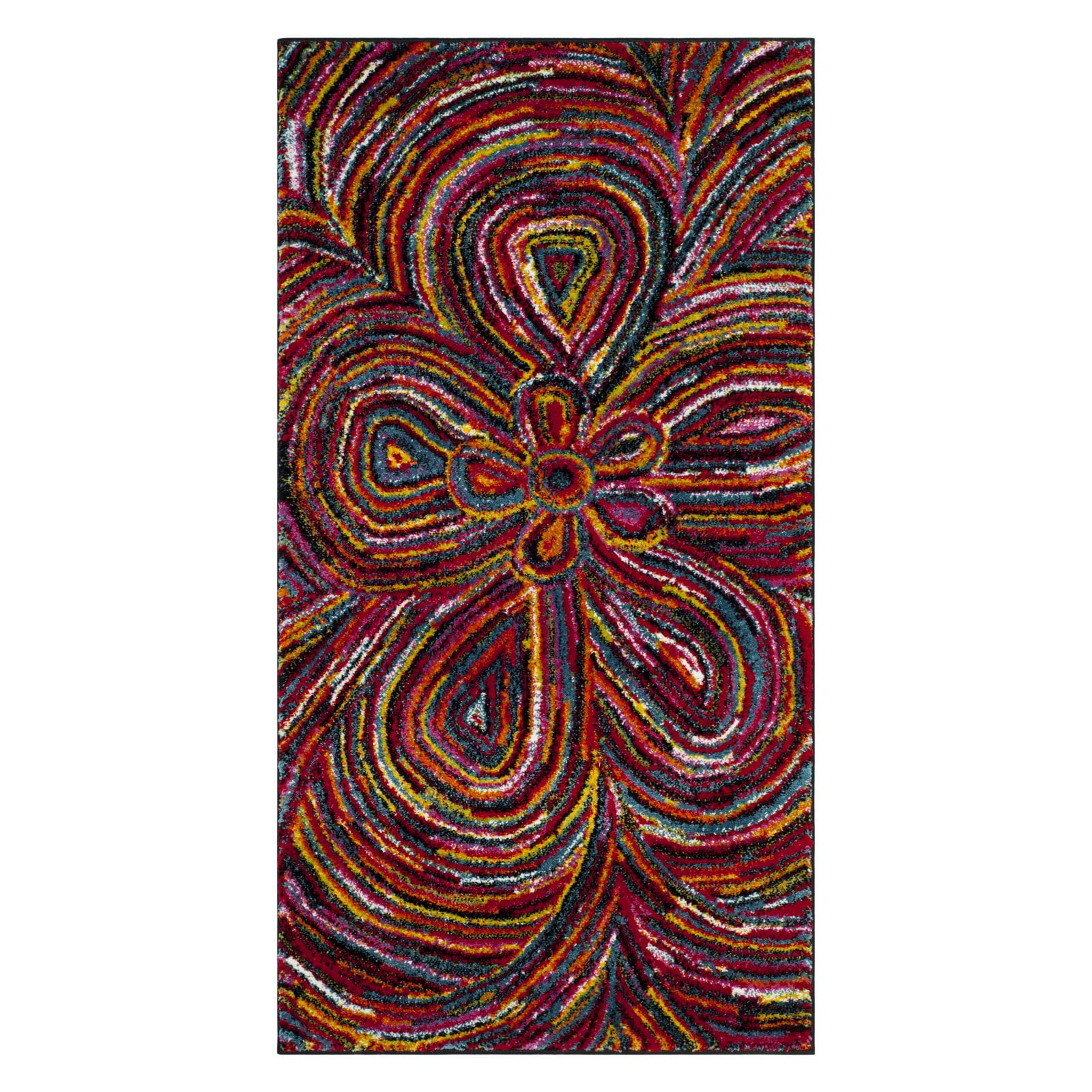 Psychedelic Art Inspired Multicolor Synthetic 4' x 6' Area Rug