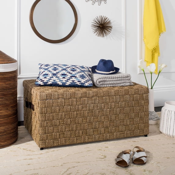 Safavieh Ashban Geometric Nautical Storage Trunk with Side Handle