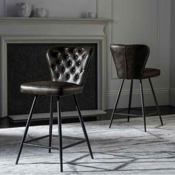 Safavieh Ashby Tufted Leather Swivel Counter Stool, Set of 2