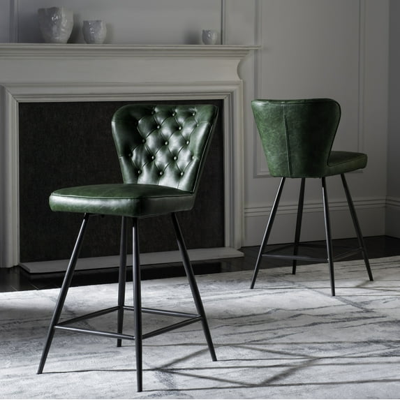 Safavieh Ashby Tufted Leather Swivel Counter Stool, Set of 2