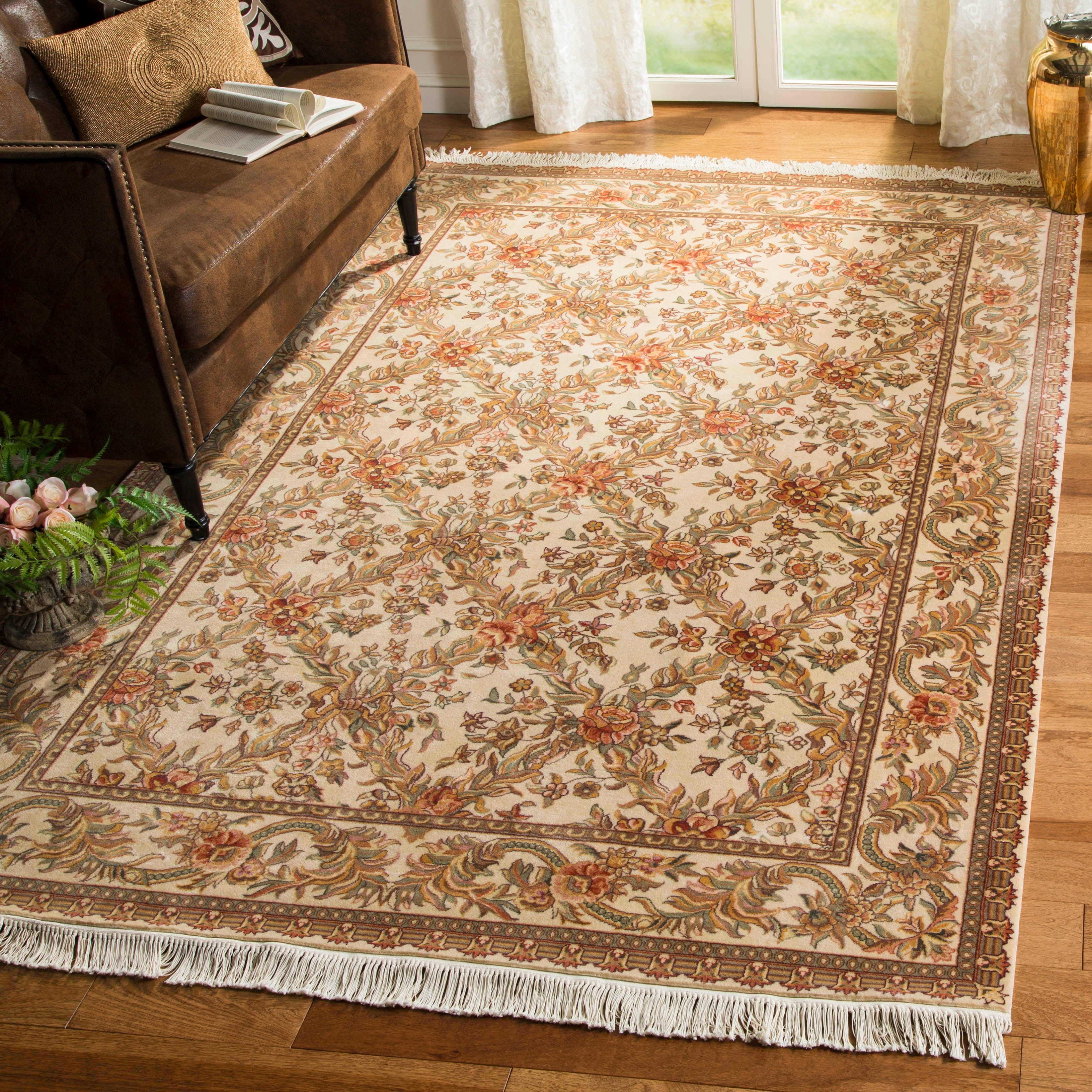 Elegant Kerman Black Wool 5' x 7' Hand-Knotted Area Rug
