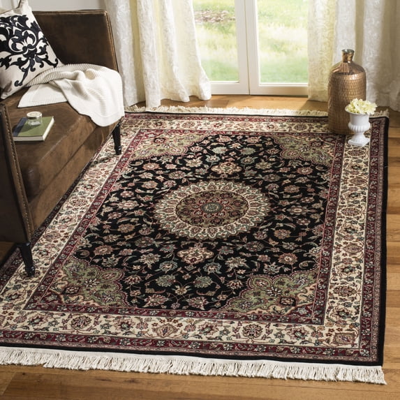 Safavieh Royal Kerman Cahal Oriental Wool Area Rug, Black/Ivory, 6' x 9'
