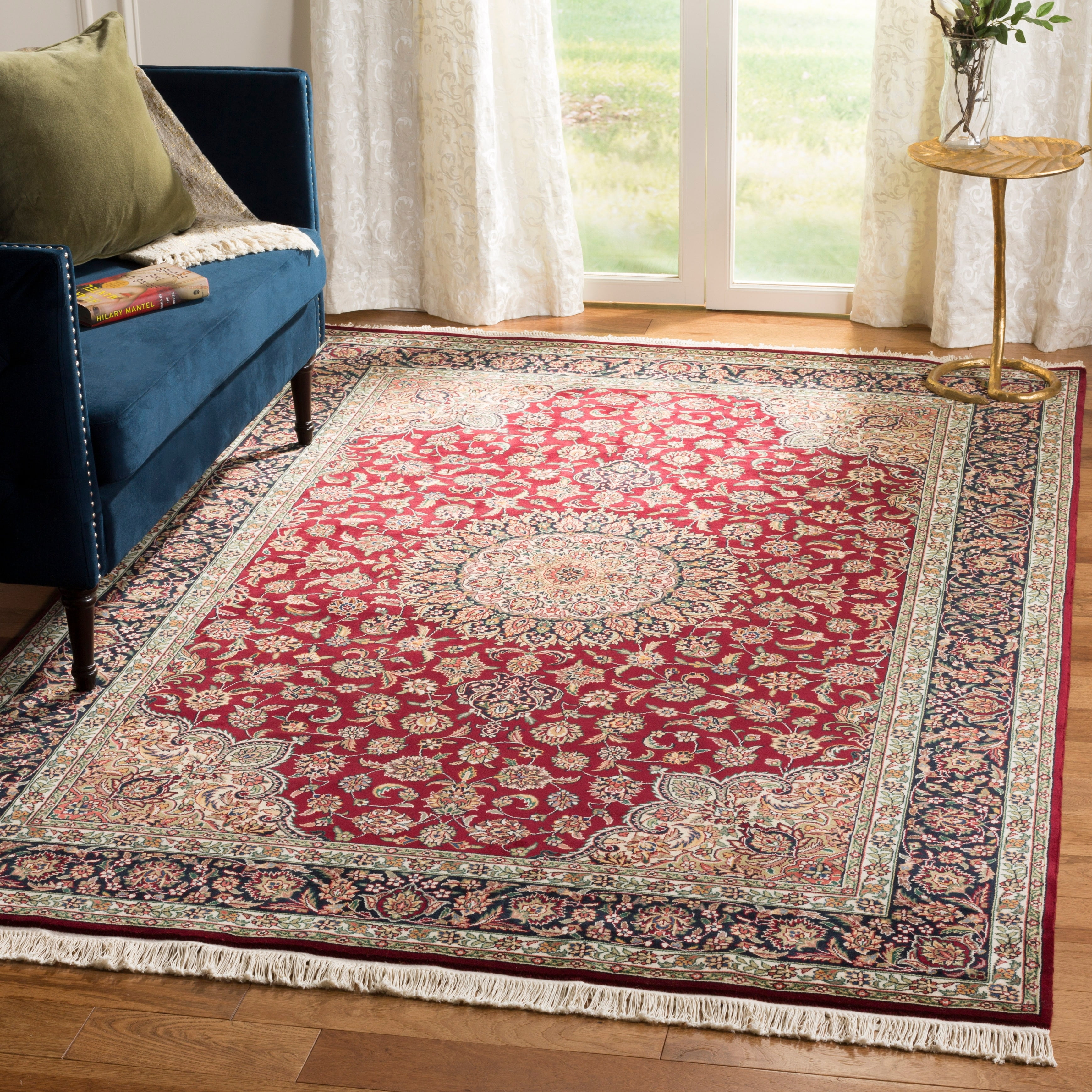 Elegant Kerman Hand-Knotted Wool Rug in Black, Brown, and Ivory - 6' x 9'