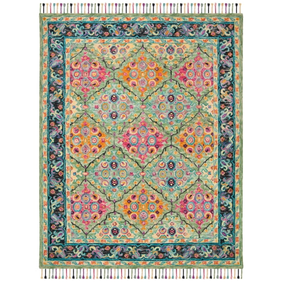 SAFAVIEH Aspen Emely Floral Wool Area Rug, Light Green/Black, 2' x 3'