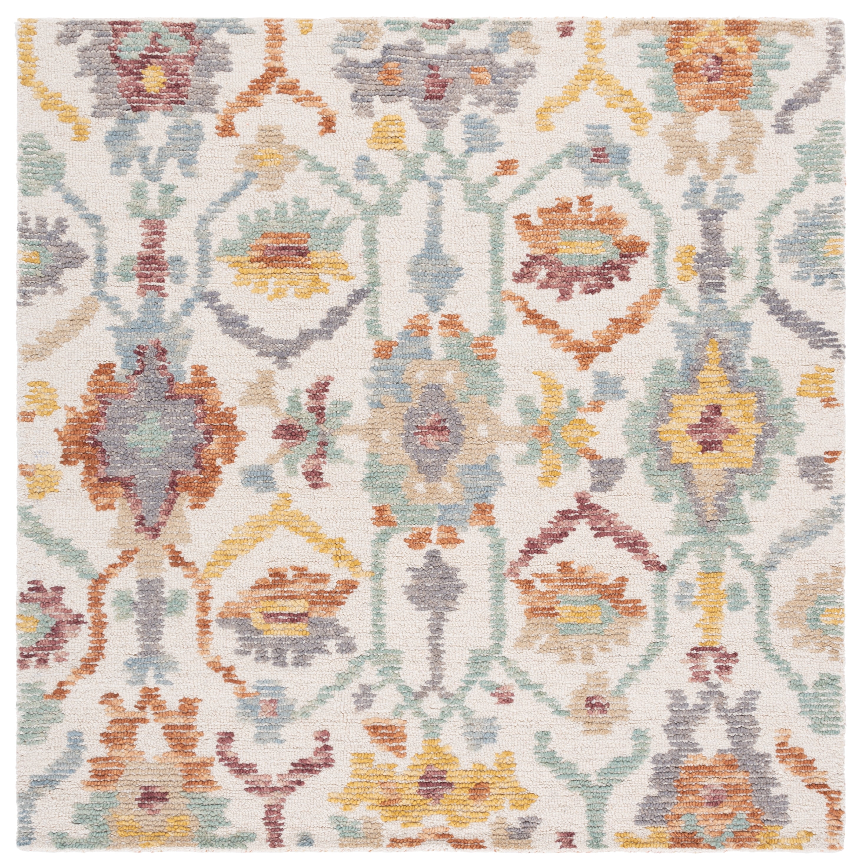SAFAVIEH Aspen Jewell Oriental Area Rug, Ivory/Green, 5' x 5' Square