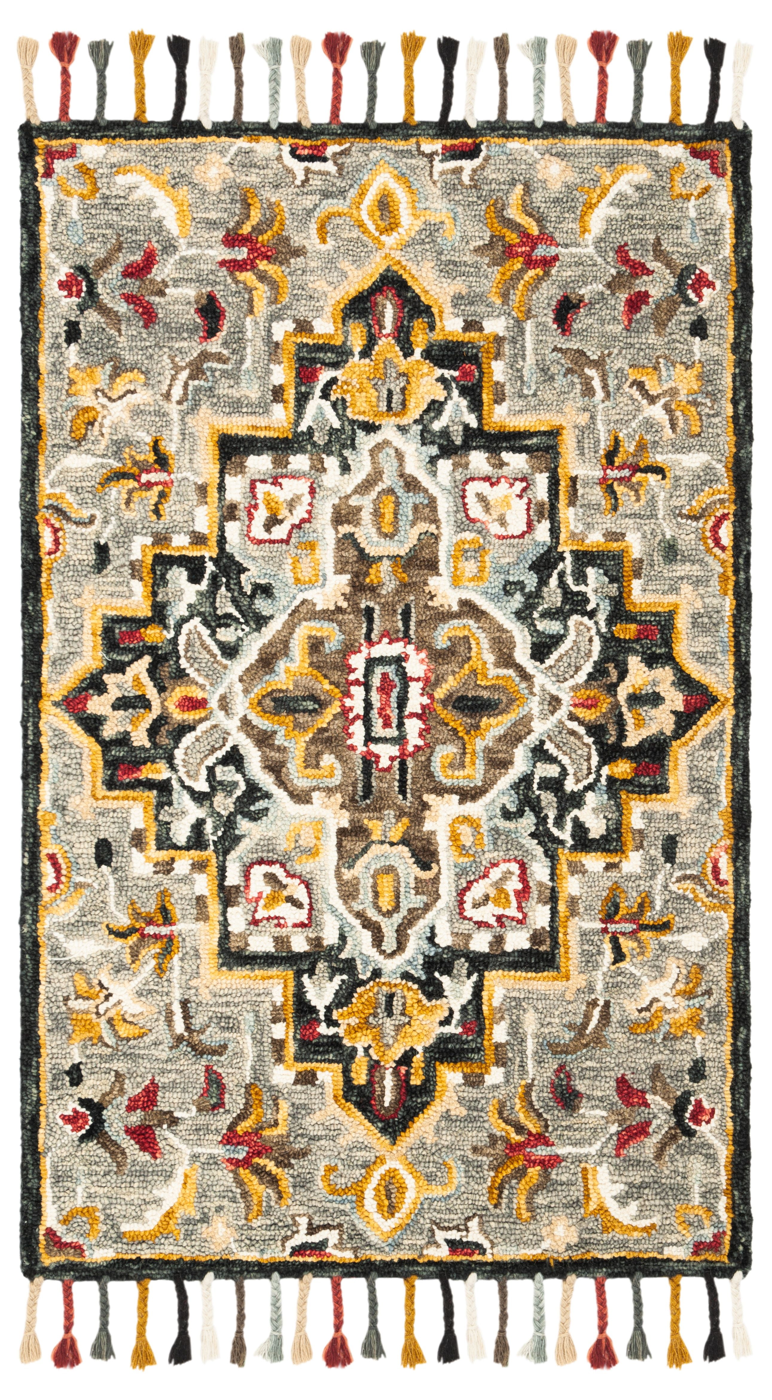 Eilish Hand-Tufted Wool Round Area Rug in Grey - 24"