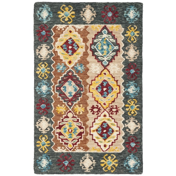 SAFAVIEH Aspen Jovka Geometric Wool Area Rug, Beige/Charcoal, 3' x 5'