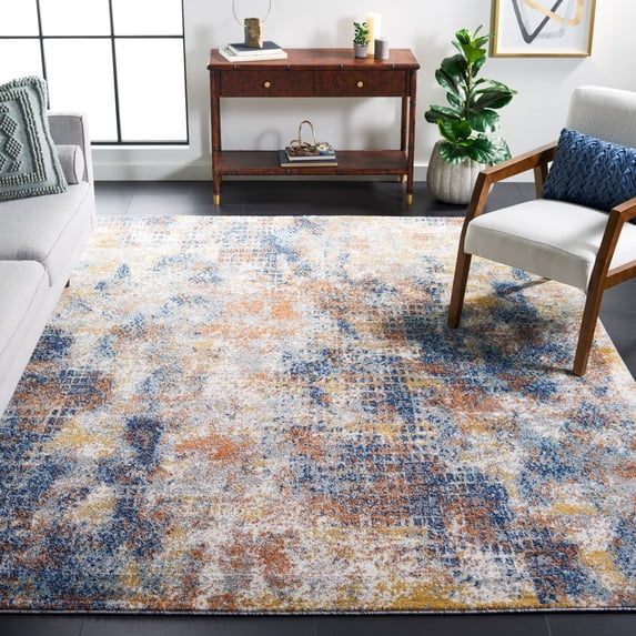 SAFAVIEH Aston Georgiana Abstract Area Rug, Navy/Gold, 9' x 12'