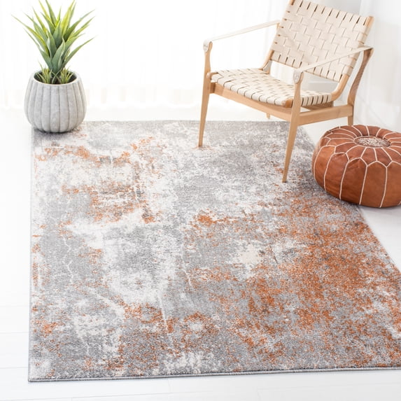 SAFAVIEH Aston Charmaine Abstract Area Rug, Gray/Rust, 4' x 6'