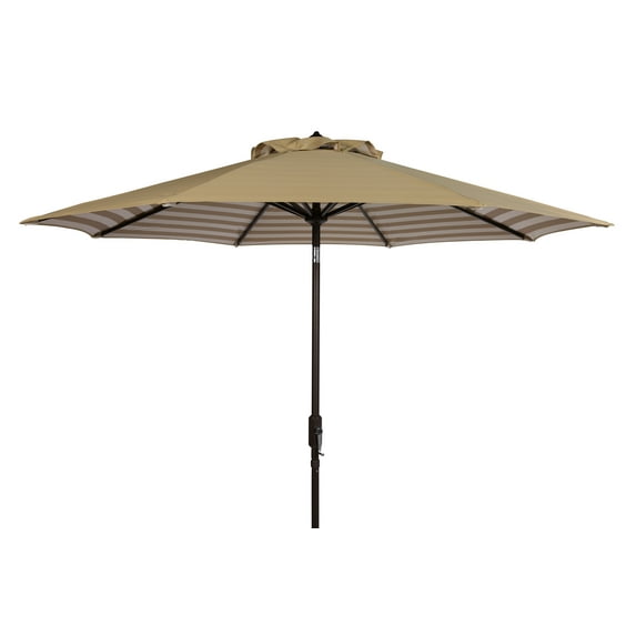Safavieh Athens 9' Market Crank Striped Patio Umbrella, Beige/White