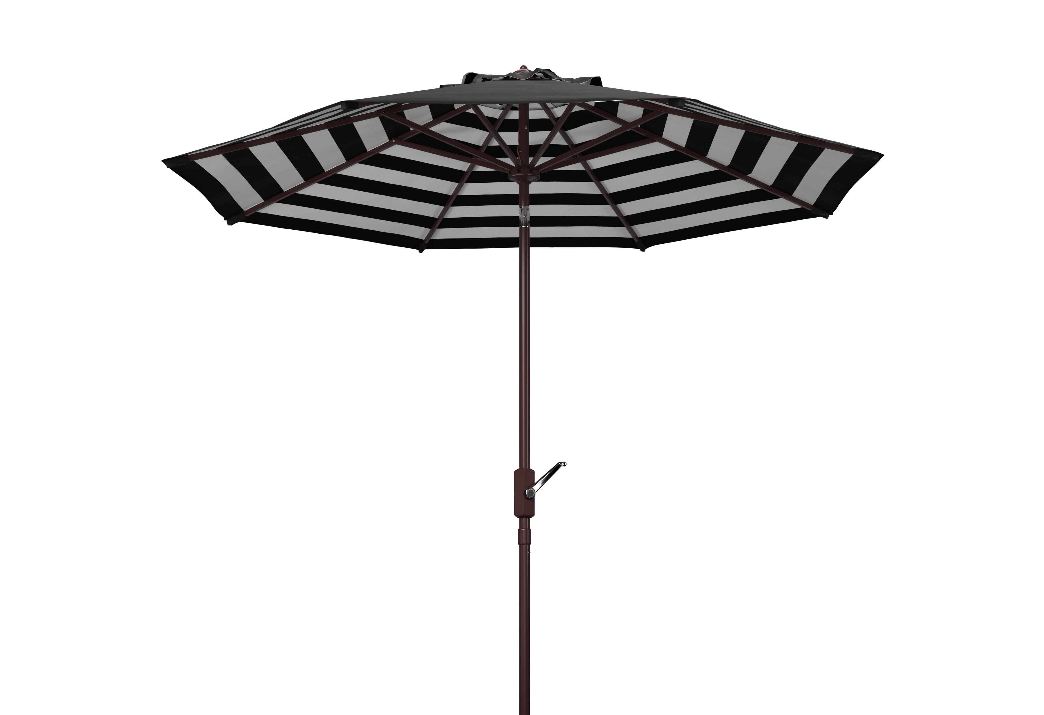 Safavieh Athens 9' Market Crank Striped Patio Umbrella, Black/White