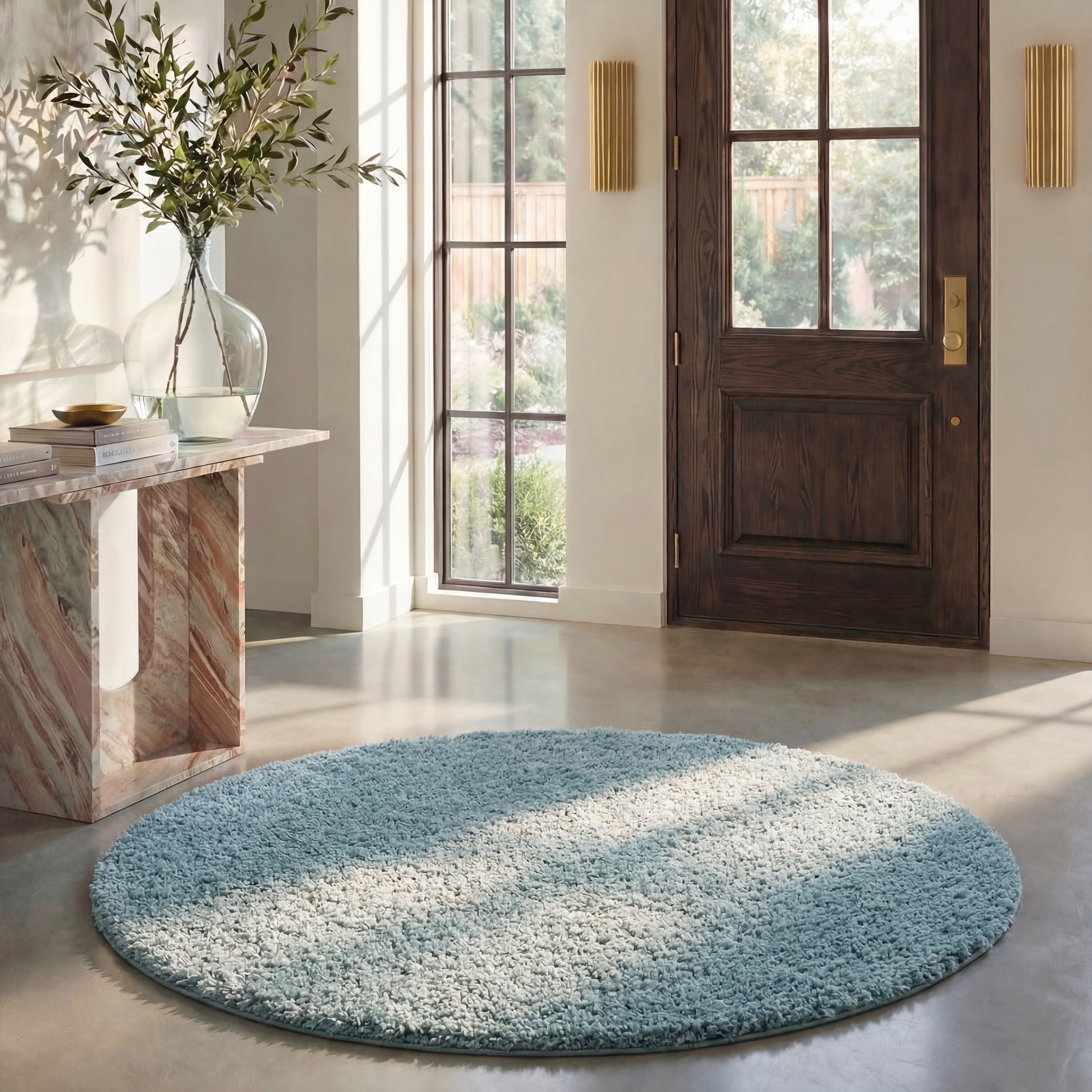 Safavieh August Carlene Solid Plush Shag Area Rug, Aqua, 4' x 4' Round
