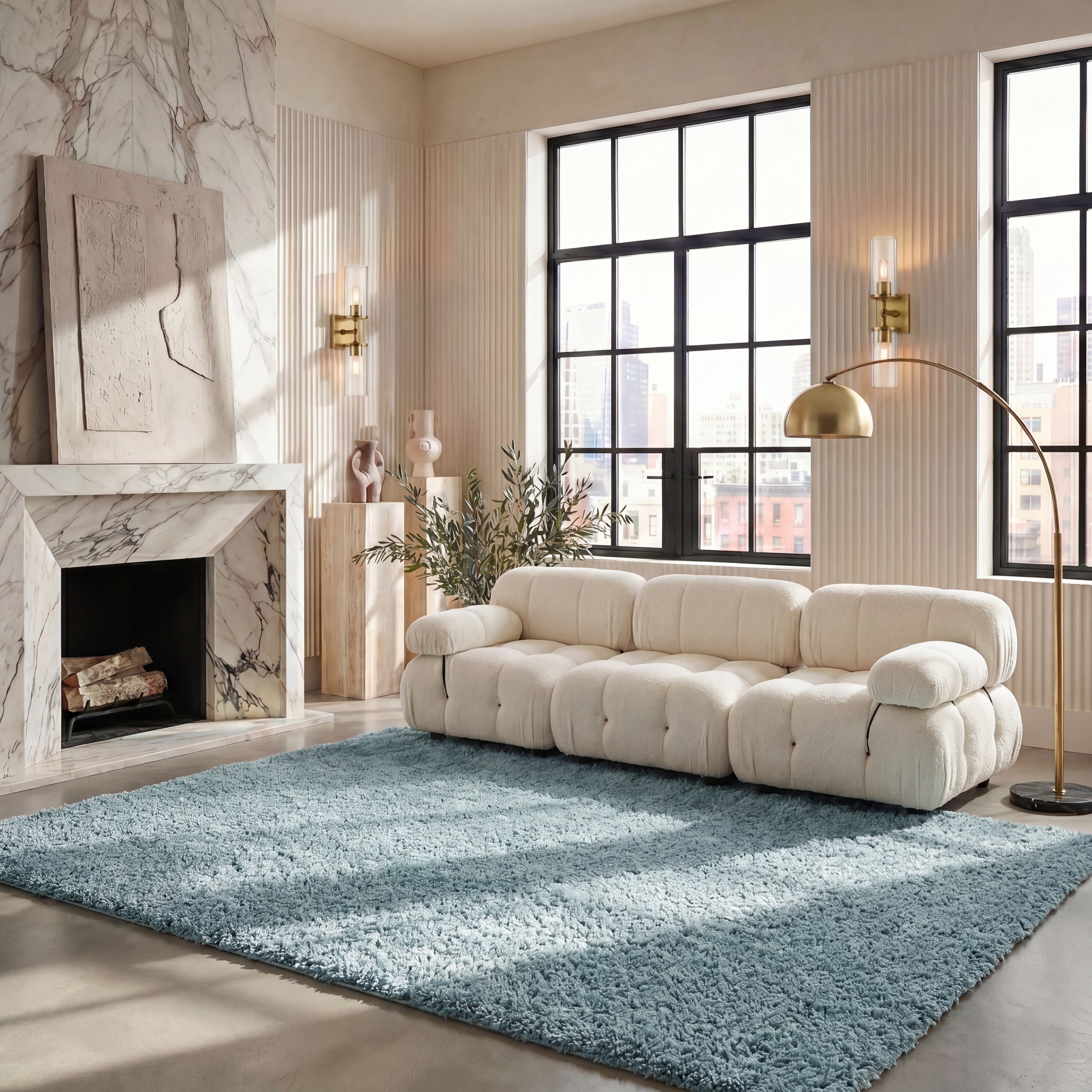 Safavieh August Carlene Solid Plush Shag Area Rug, Aqua, 6' x 8'