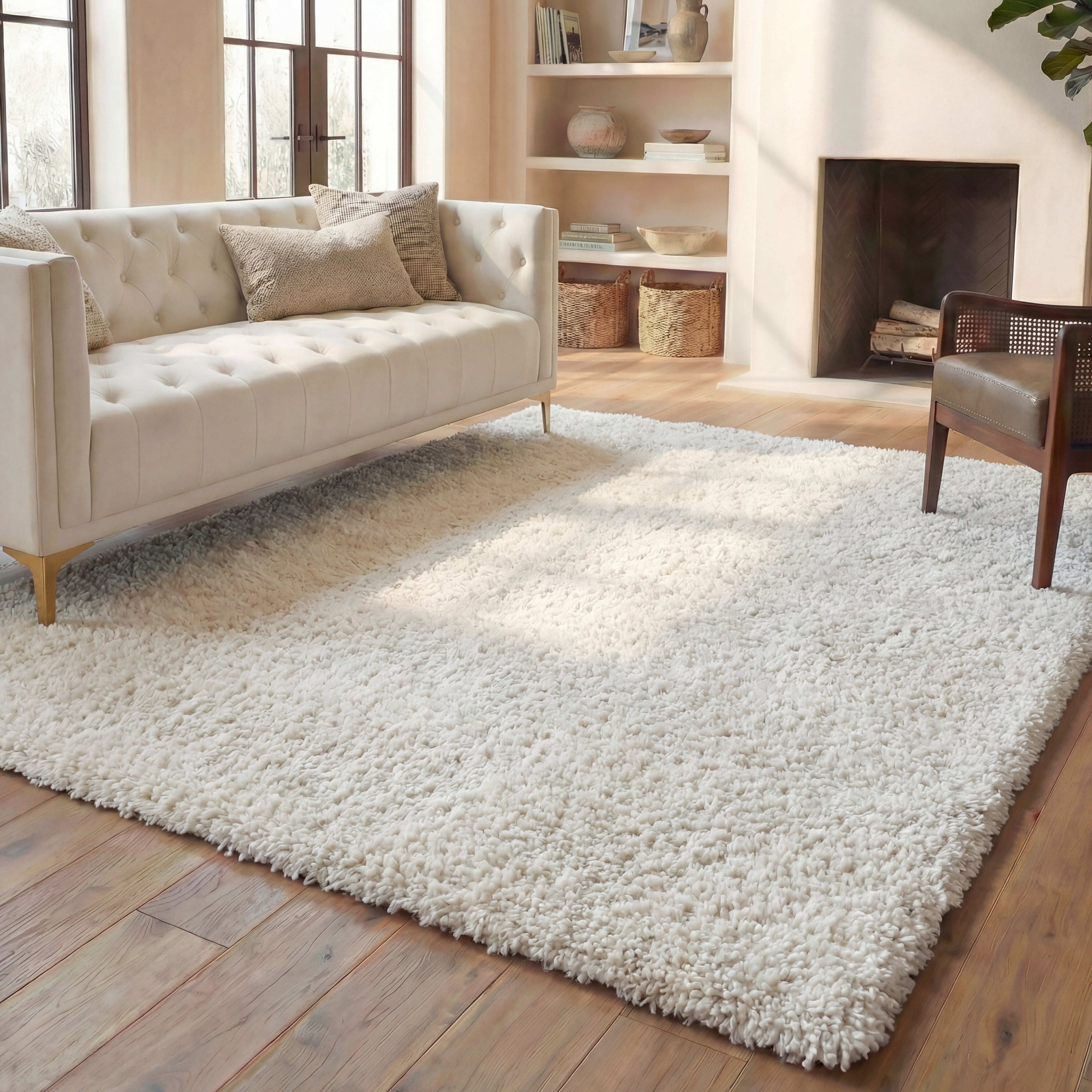 Safavieh August Carlene Solid Plush Shag Area Rug, Beige, 6' x 8'