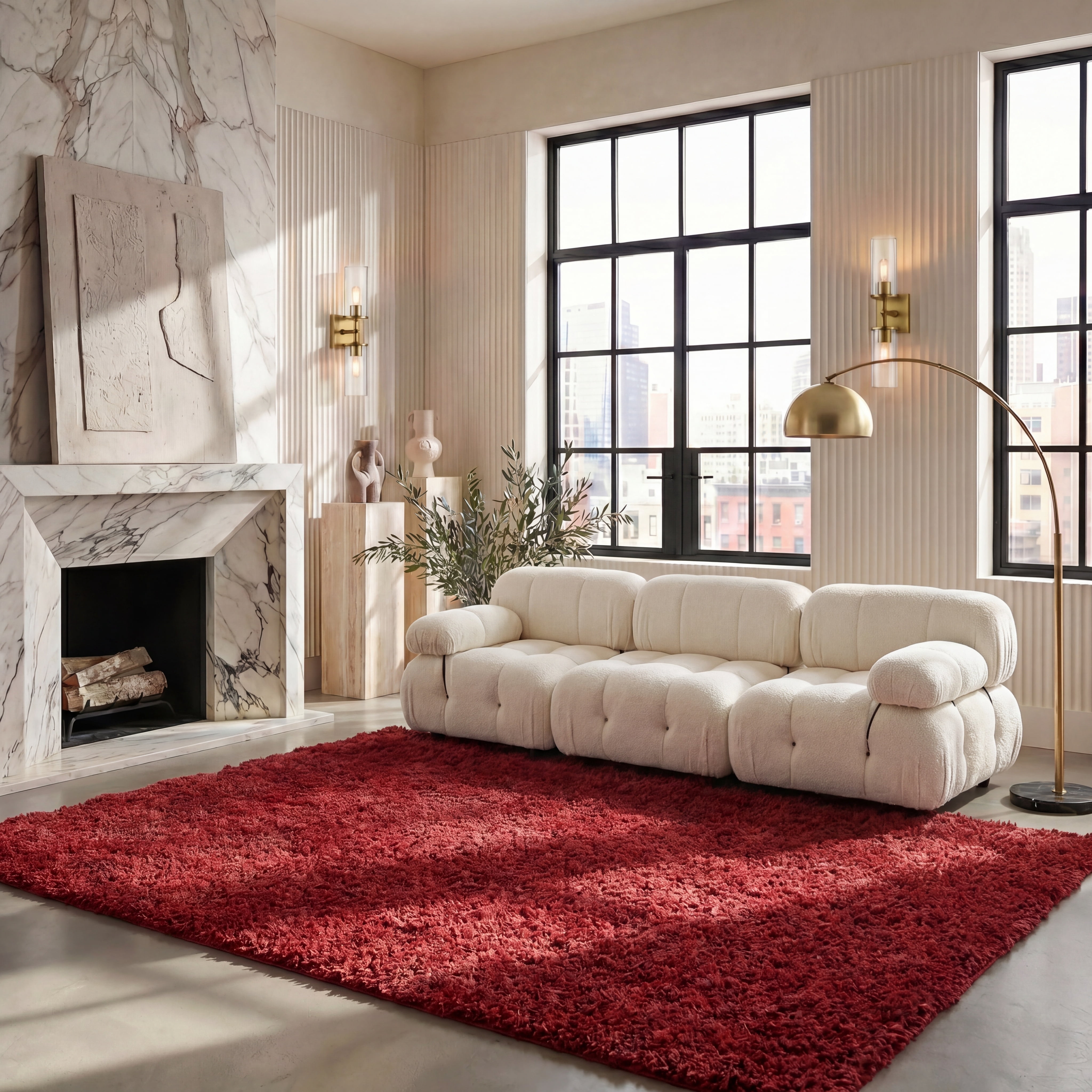 Safavieh August Carlene Solid Plush Shag Area Rug, Burgundy, 6' x 8'