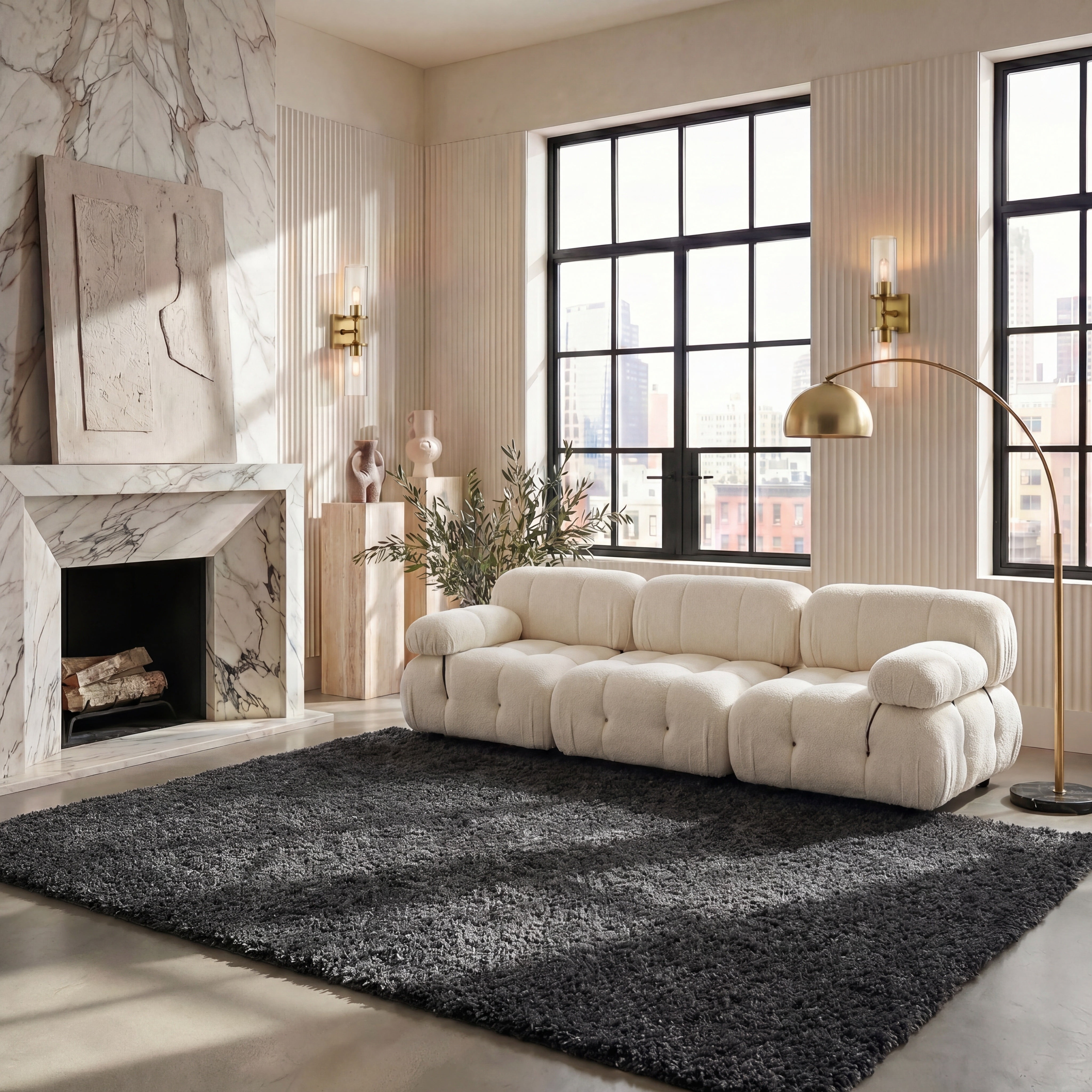 Safavieh August Carlene Solid Plush Shag Area Rug, Charcoal, 6' x 8'