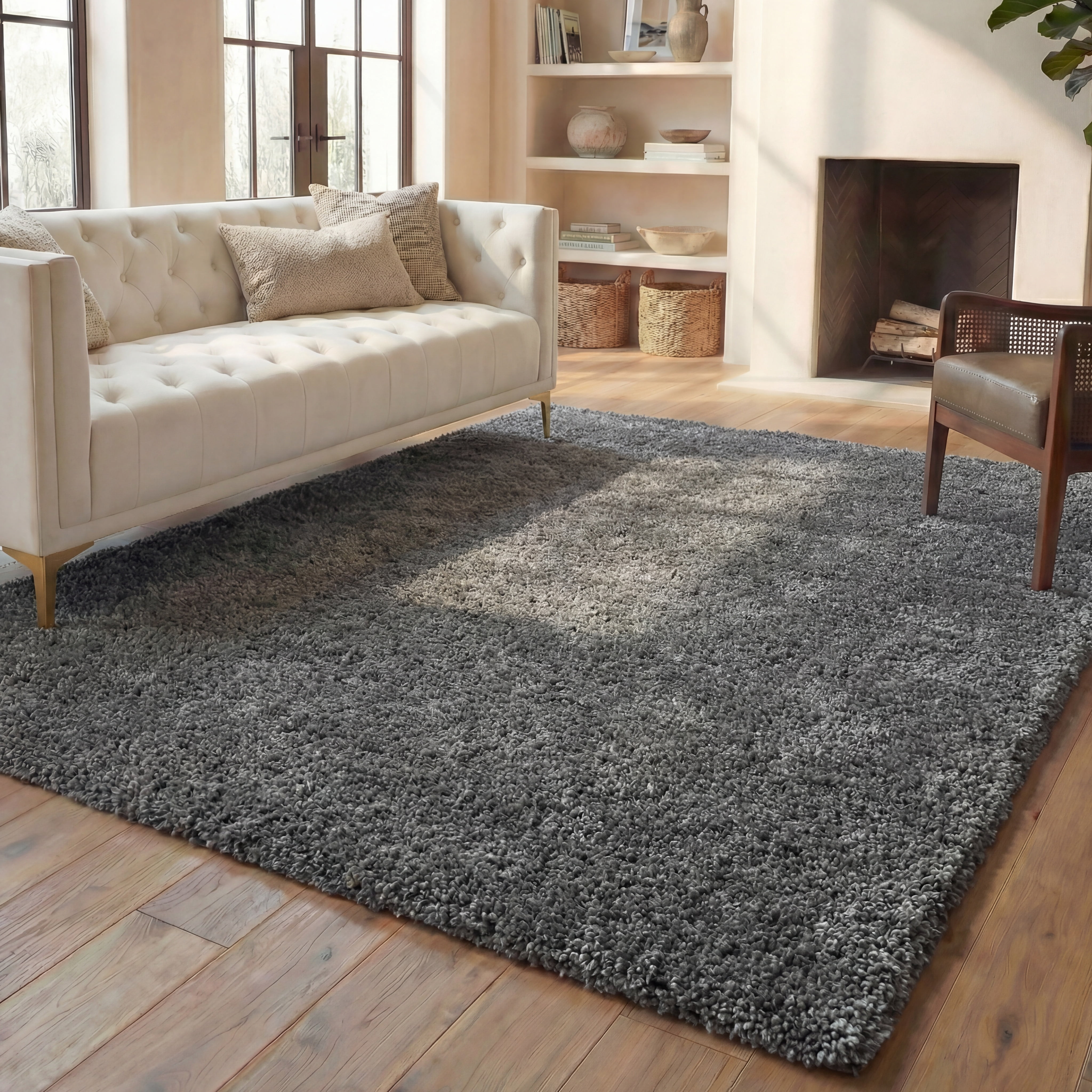 Safavieh August Carlene Solid Plush Shag Area Rug, Gray, 6' x 8'