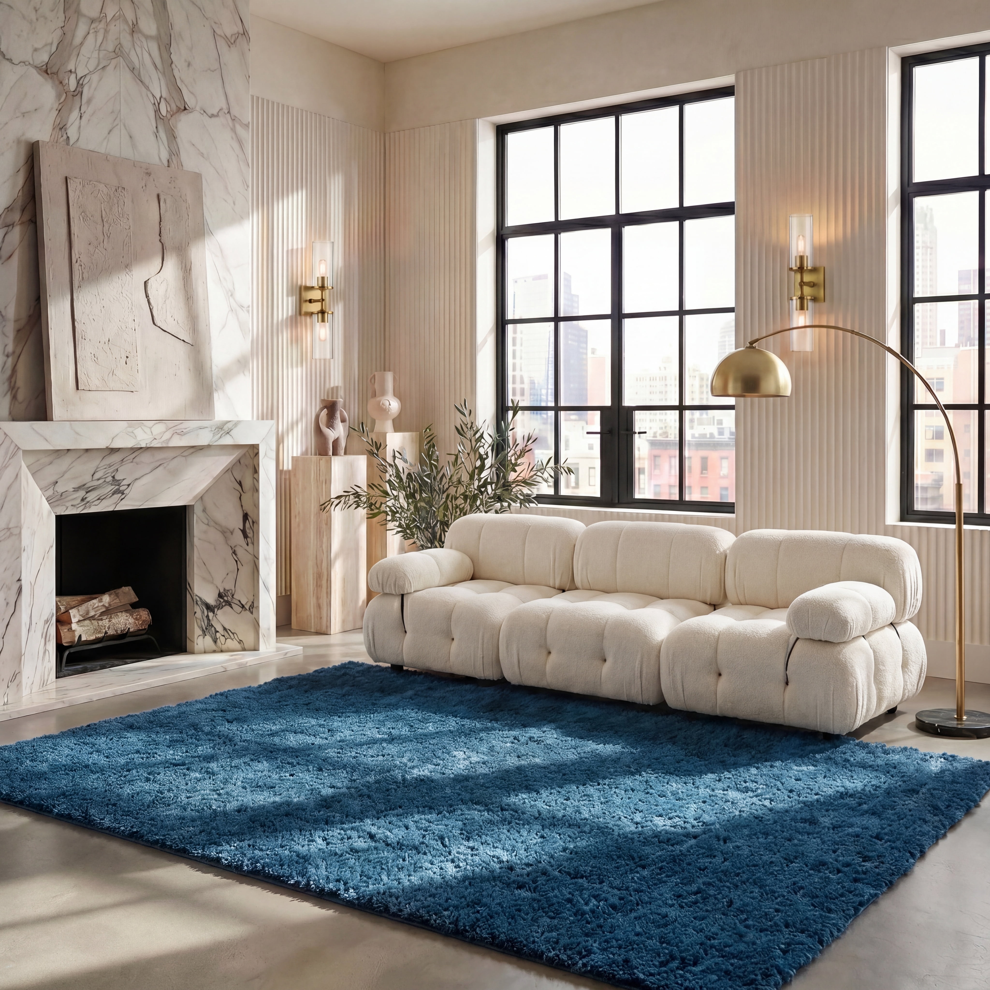 Safavieh August Carlene Solid Plush Shag Area Rug, Navy, 6' x 8'