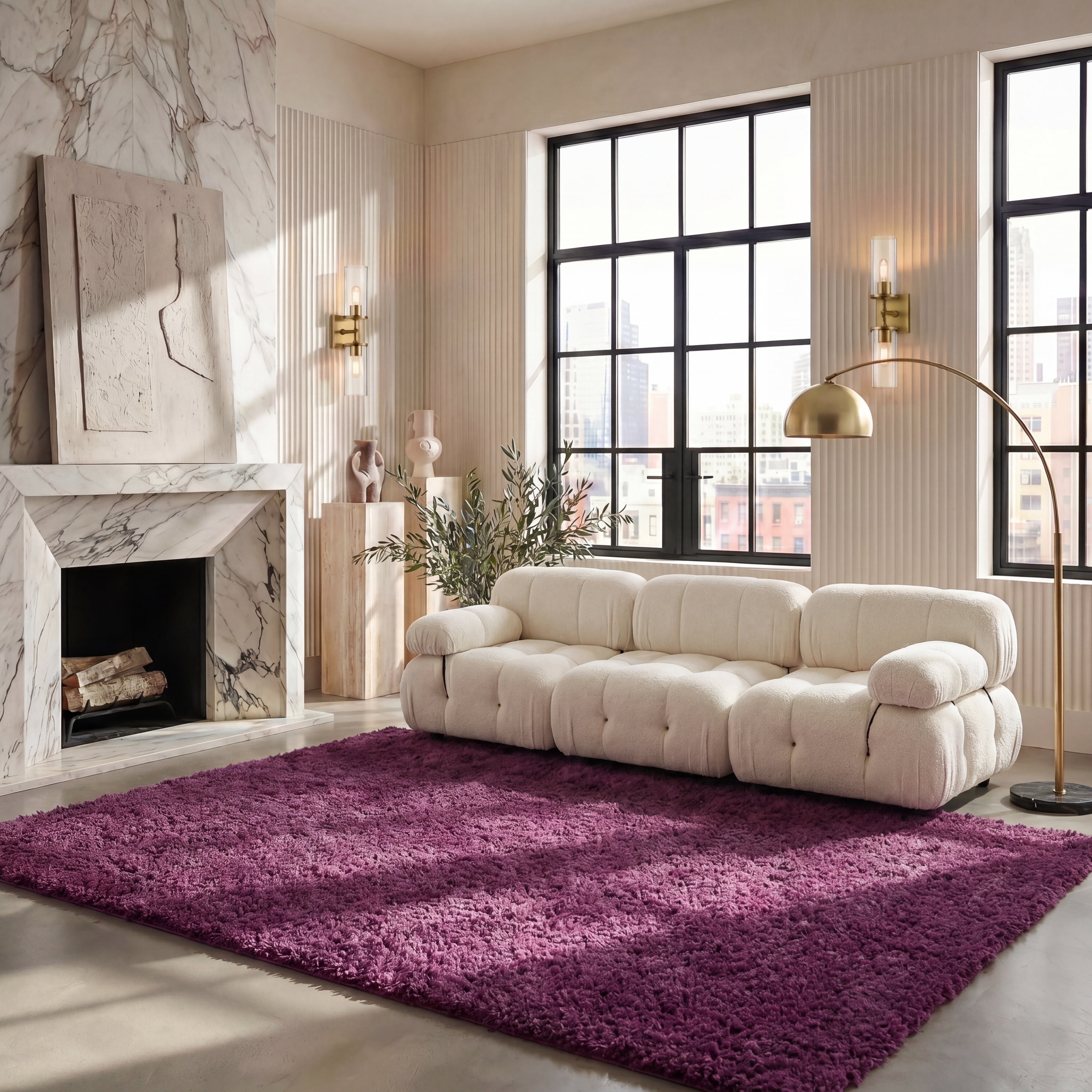 Safavieh August Carlene Solid Plush Shag Area Rug, Purple, 6' x 8'