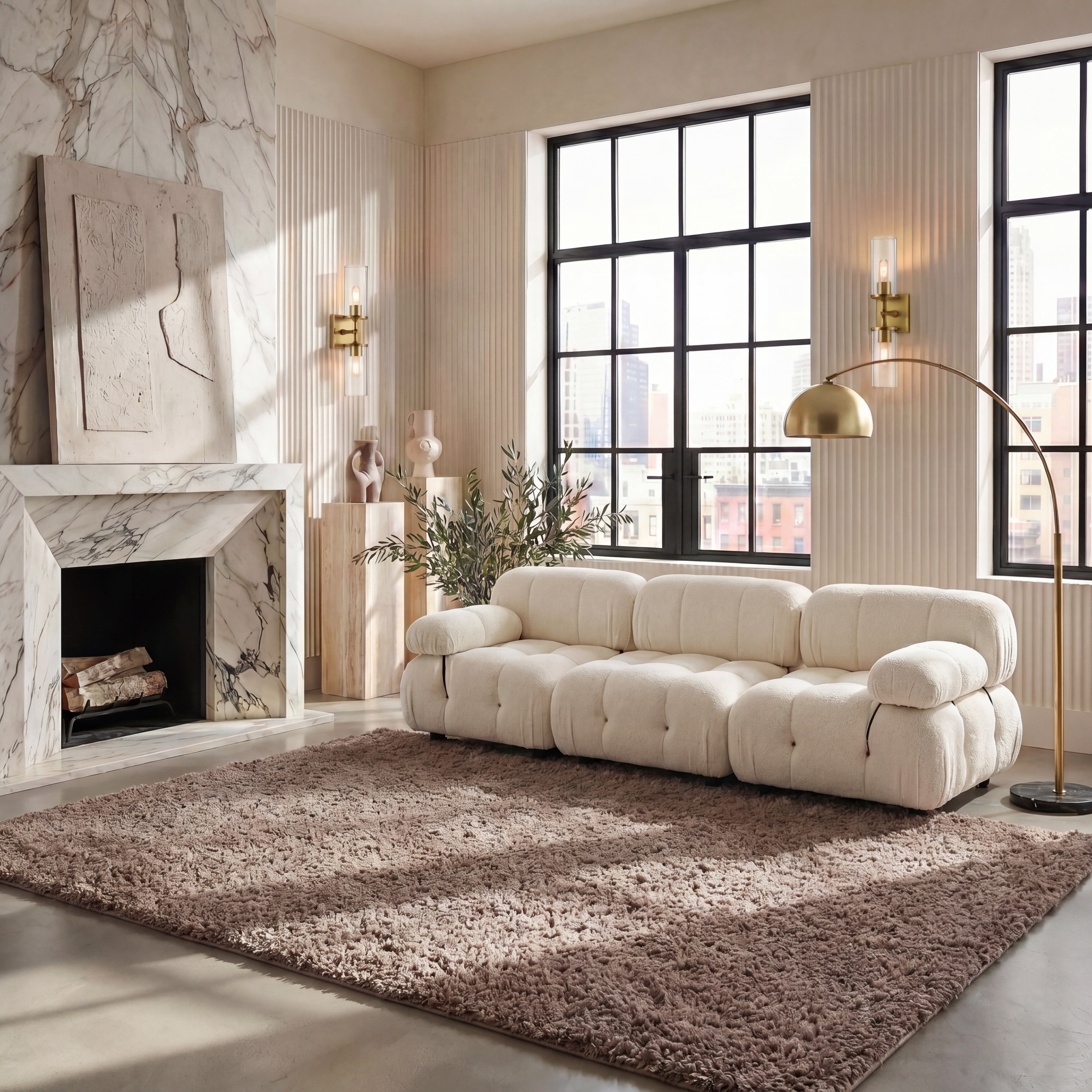Safavieh August Carlene Solid Plush Shag Area Rug, Taupe, 6' x 8'