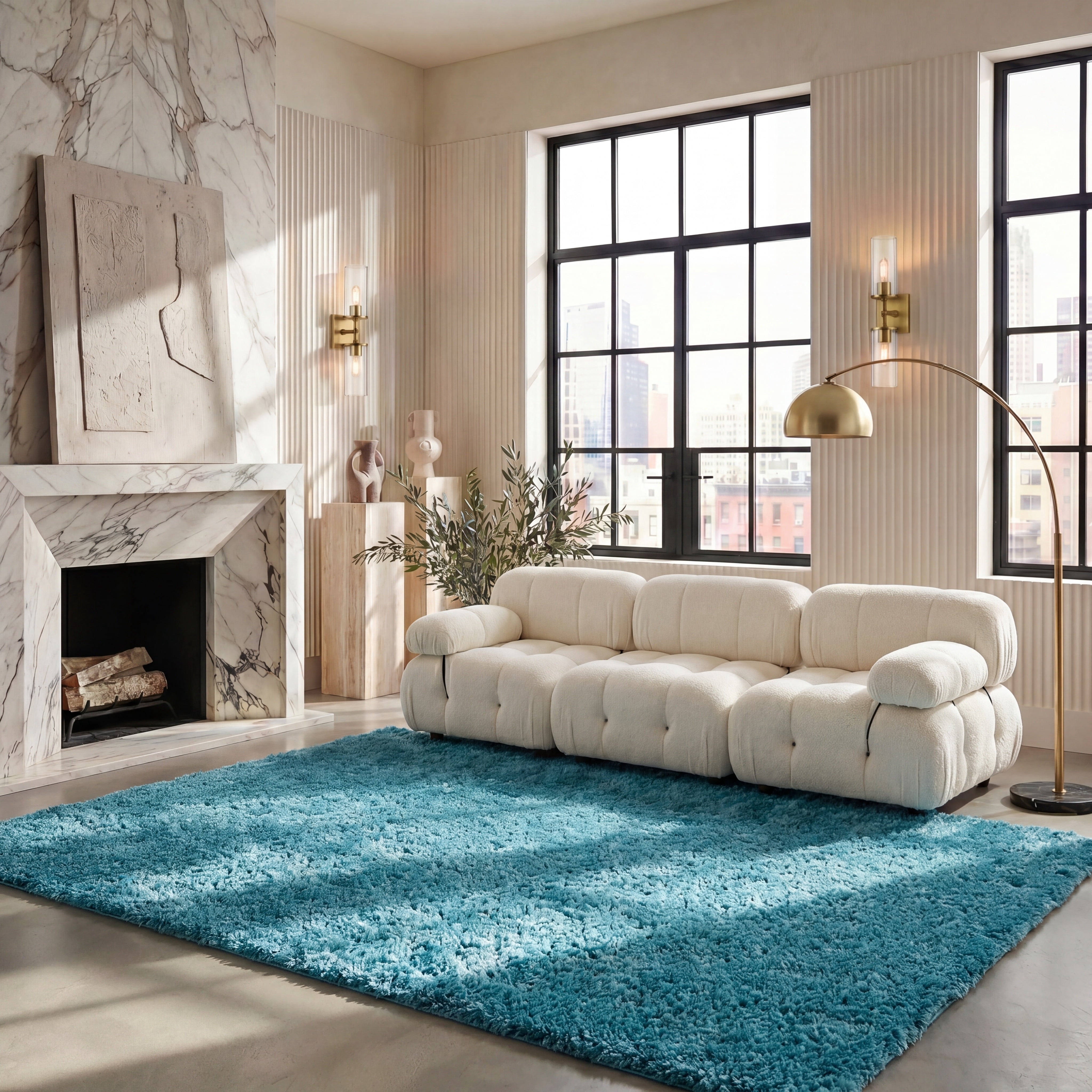 Safavieh August Carlene Solid Plush Shag Area Rug, Turquoise, 6' x 8'