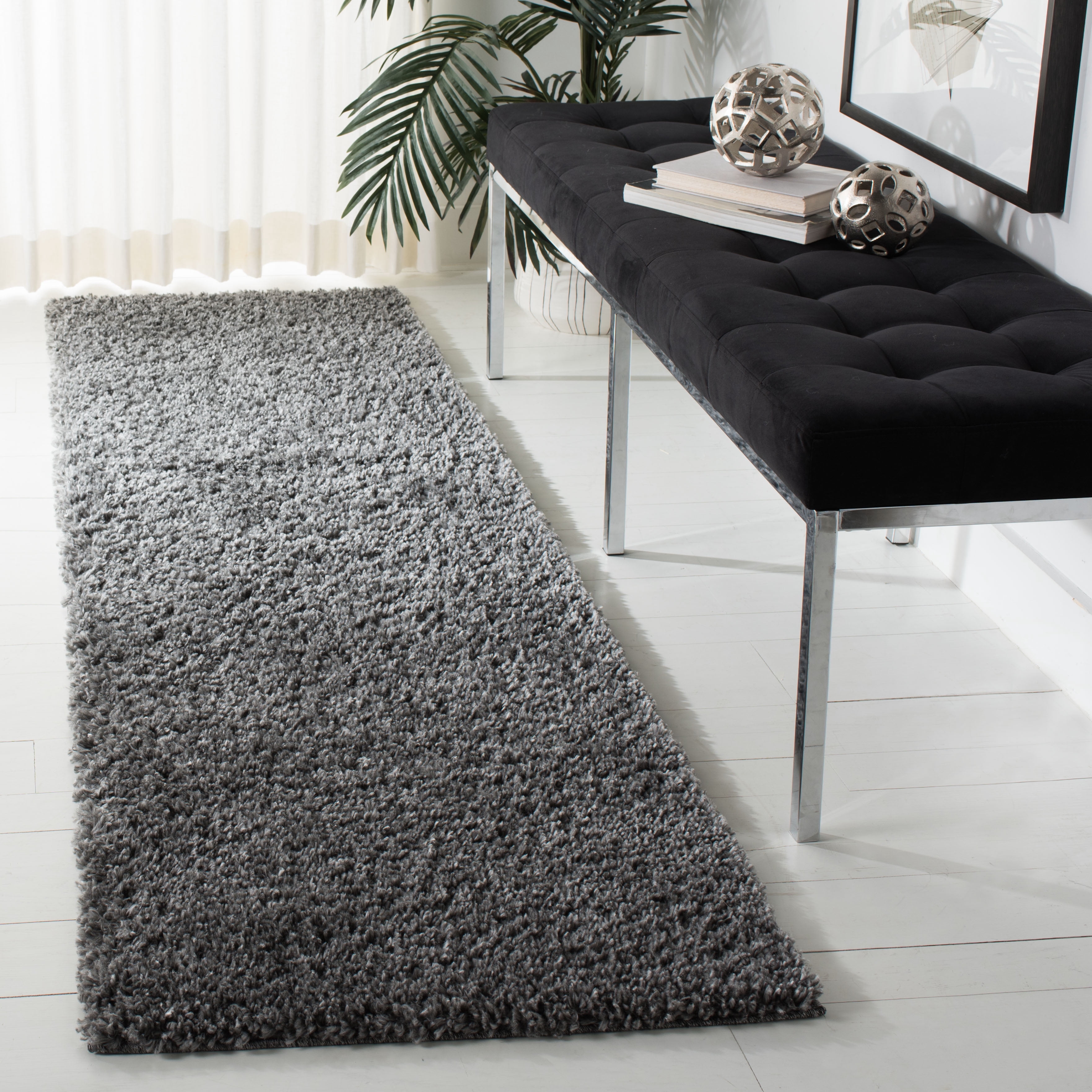 Safavieh August Carlene Solid Plush Shag Runner Rug, Gray, 2'3" x 18'