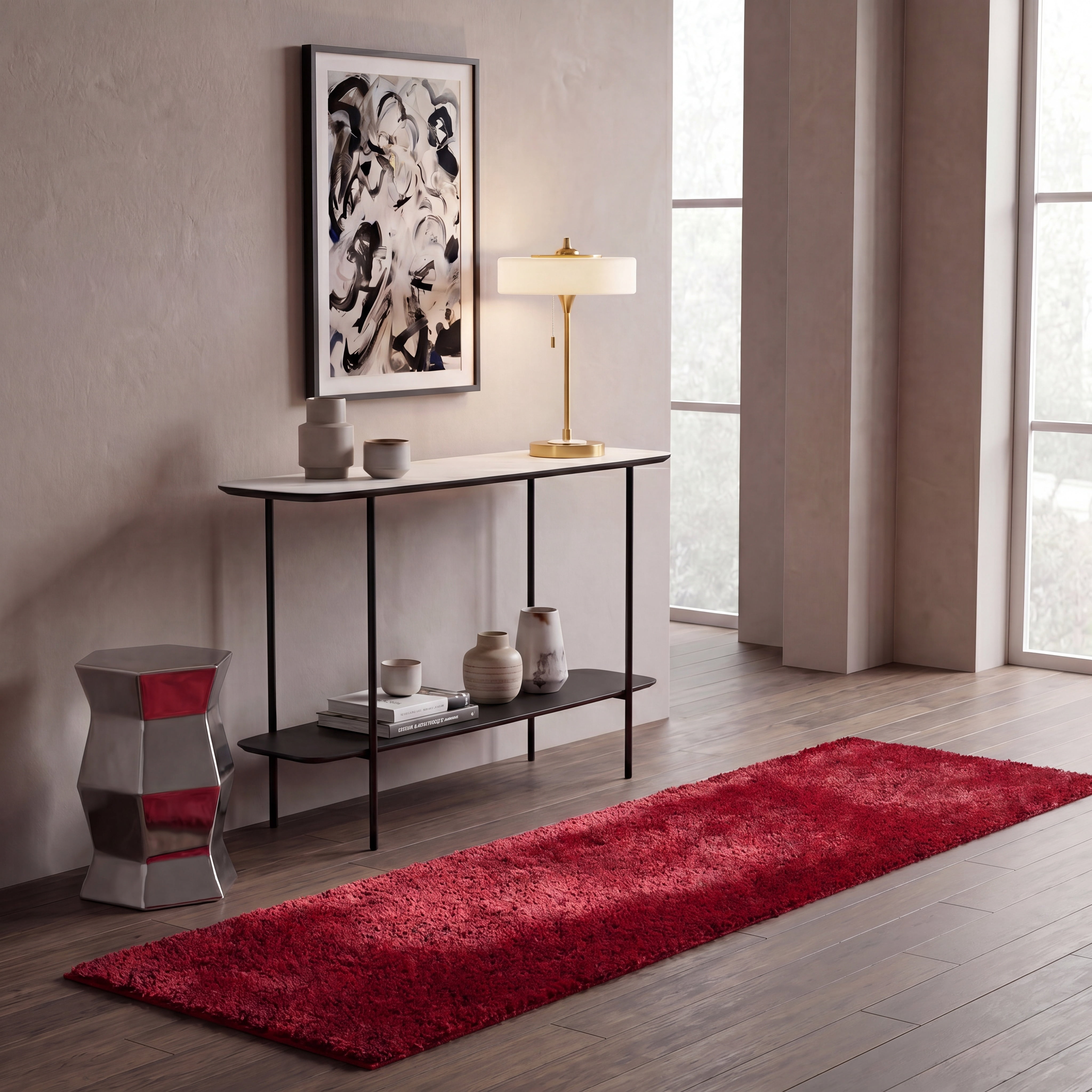 Safavieh August Carlene Solid Plush Shag Runner Rug, Red, 2'3" x 14'