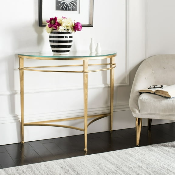 Safavieh Baur Glam Tempered Glass Console Table, Gold