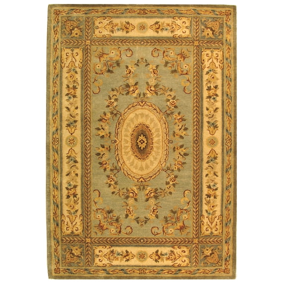 SAFAVIEH Bergama Cromwell Oriental Wool Area Rug, Light Blue/Ivory, 9'6" x 13'6"