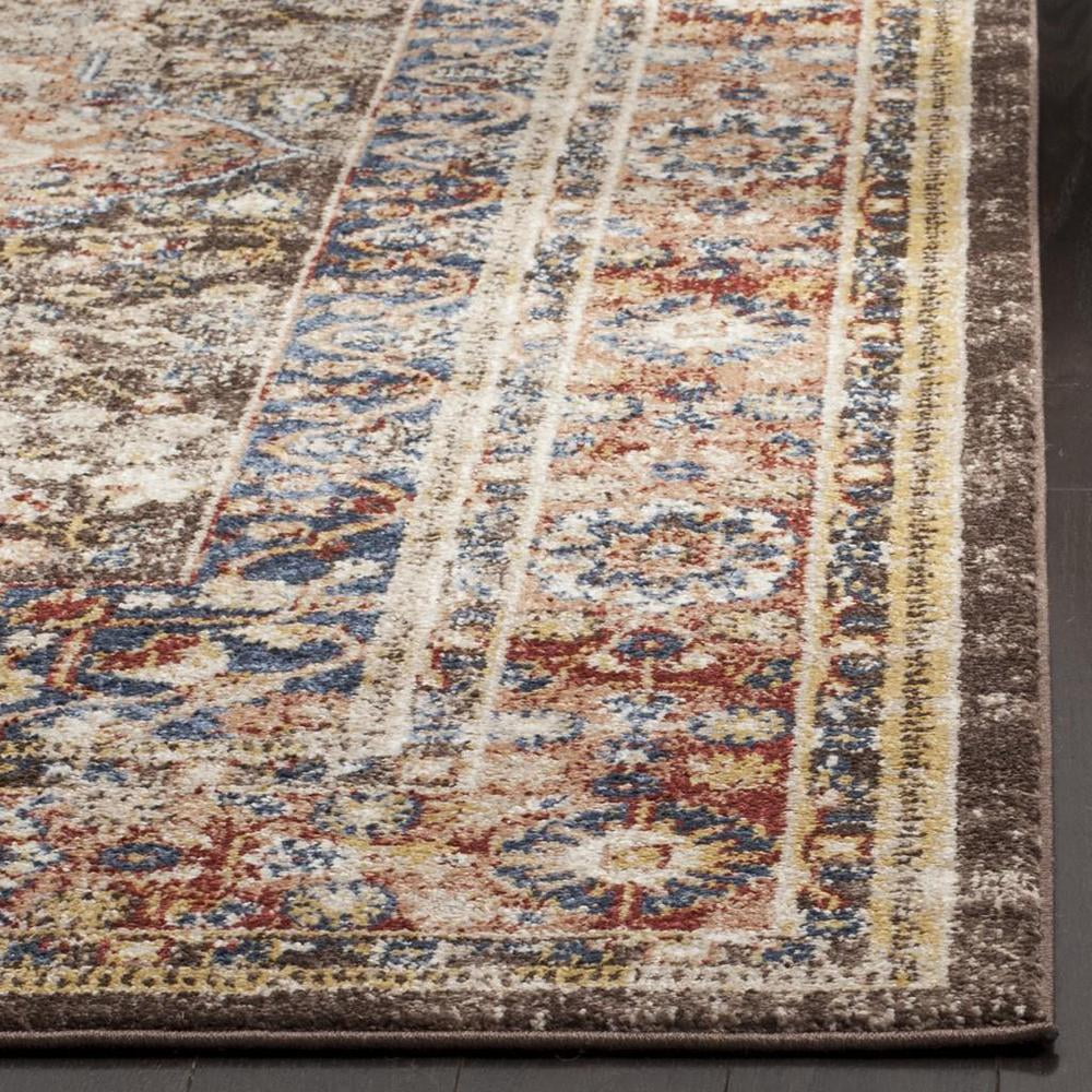 Bijar Brown and Rust Floral Motif Wool Area Rug