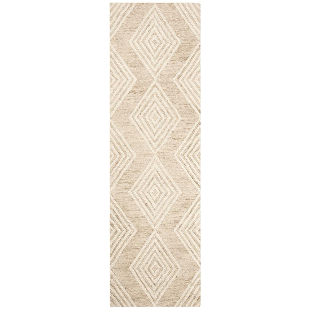 Ivory and Beige Hand Tufted Wool Floral Runner Rug
