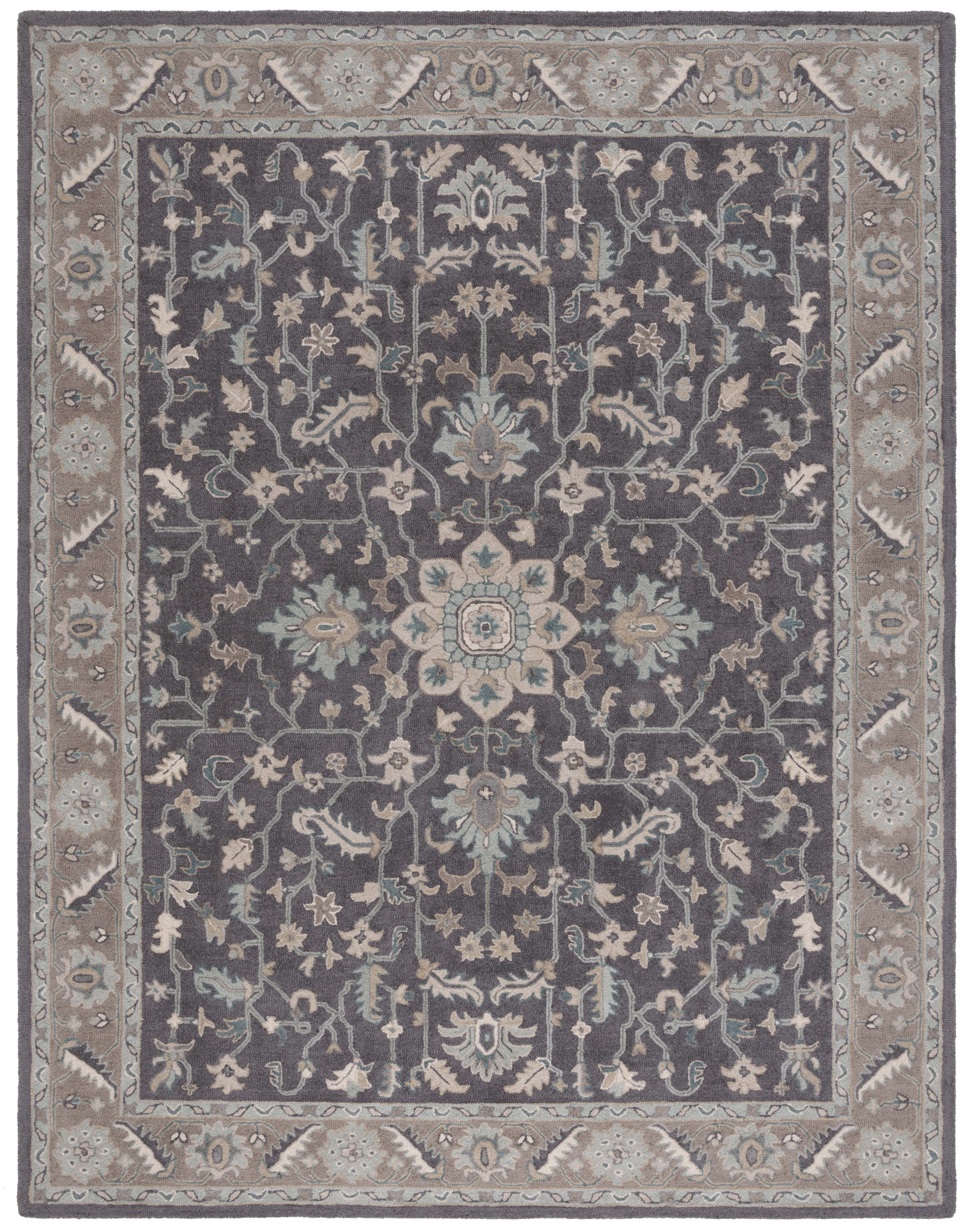 SAFAVIEH Blossom Shevon Oriental Traditional Wool Area Rug, Dark Grey/Light Brown, 10' x 14'