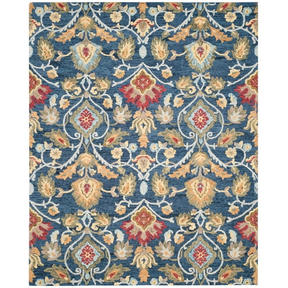 SAFAVIEH Blossom Lennon Floral Wool Area Rug, Navy/Multi, 8' x 10'