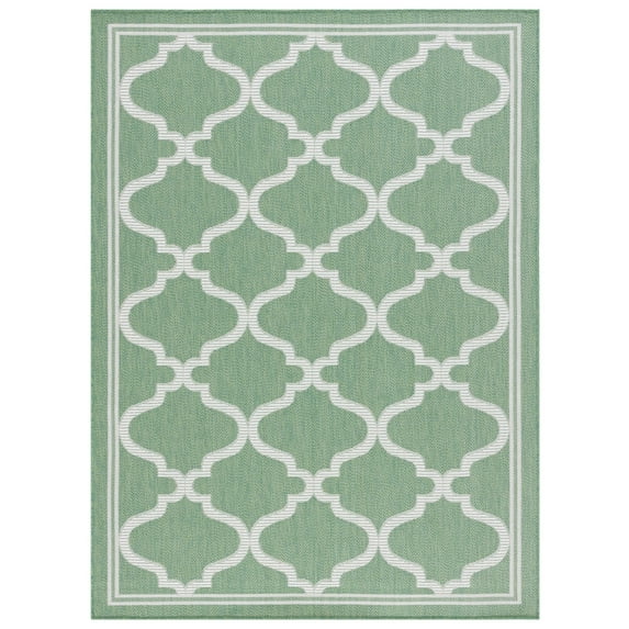 Safavieh Machine Washable Rug Indoor/Outdoor Bermuda Collection Green / Ivory