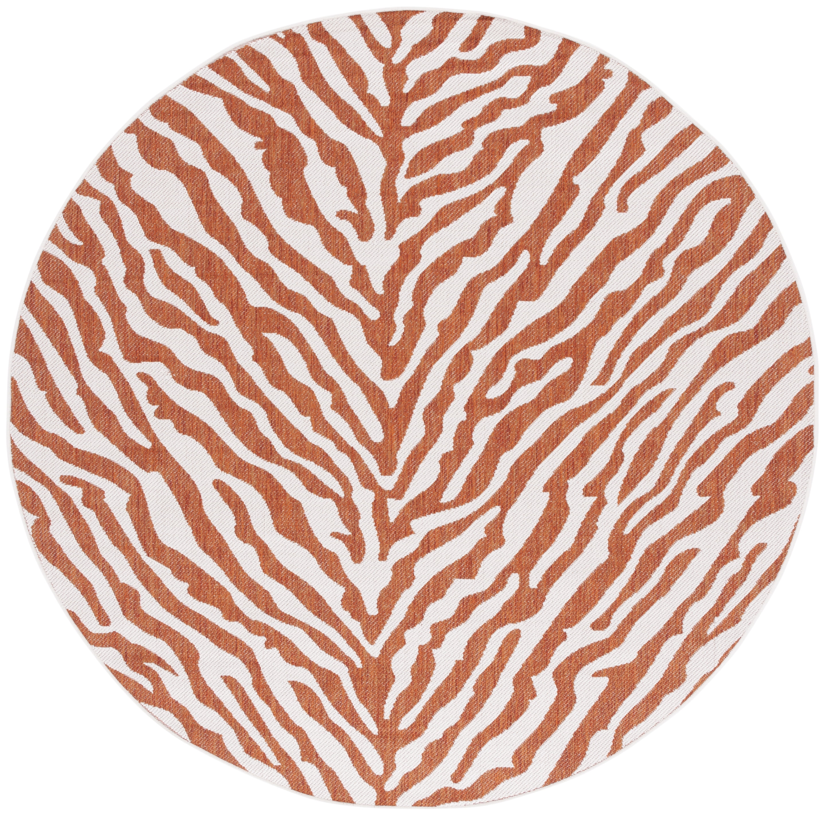 SAFAVIEH Machine Washable Rug Indoor/Outdoor Bermuda Collection - Bermuda Rada Abstract Indoor/Outdoor Area Rug, Rust/Ivory, 6'7" x 6'7" Round