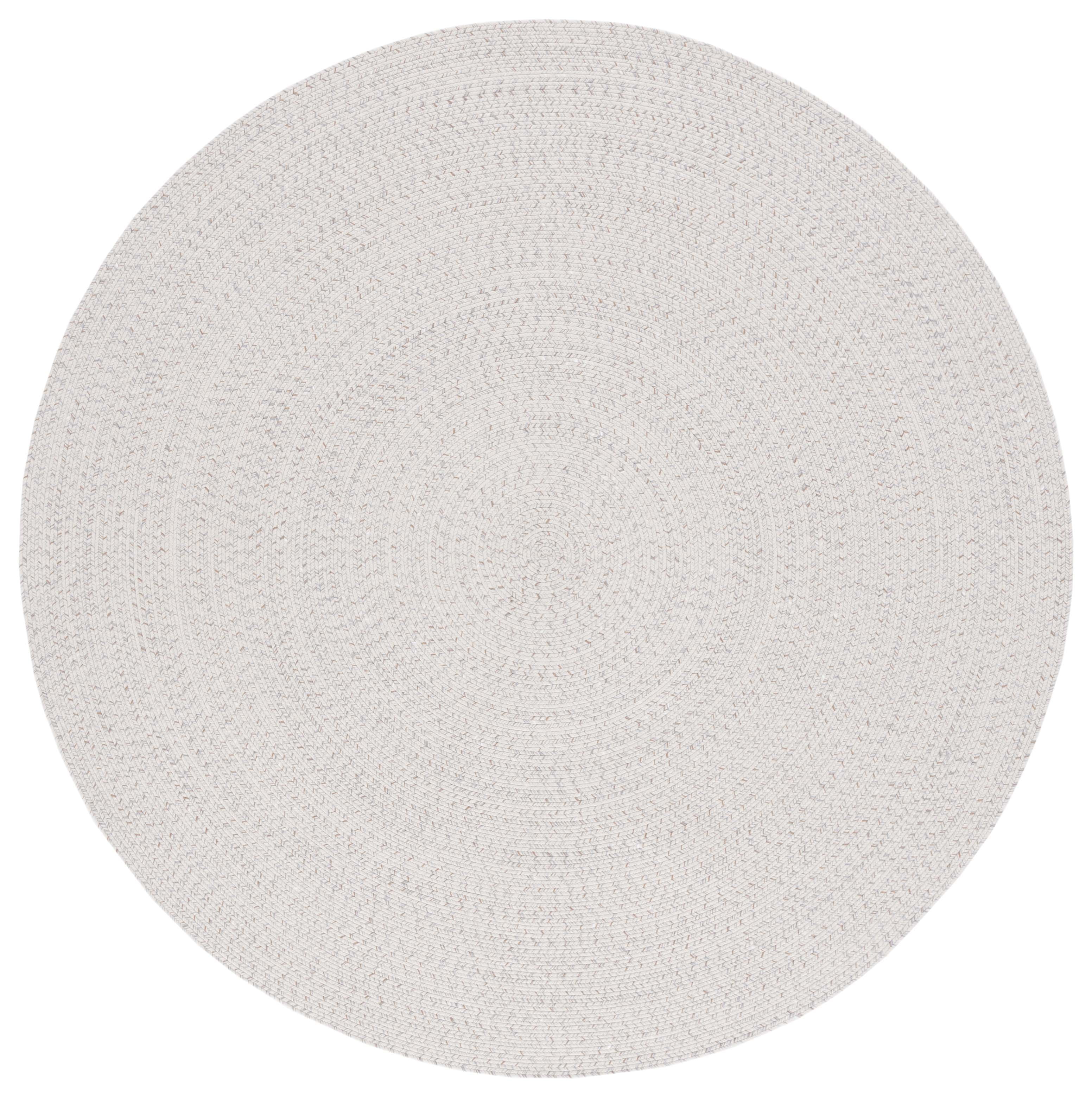 Chic Ivory & Light Grey Handwoven Braided Round Rug - 3'