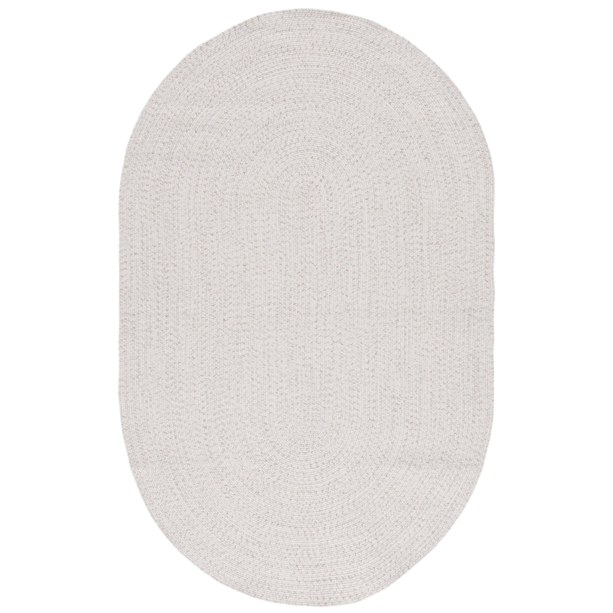 Handwoven Ivory Oval Braided Reversible Synthetic Rug