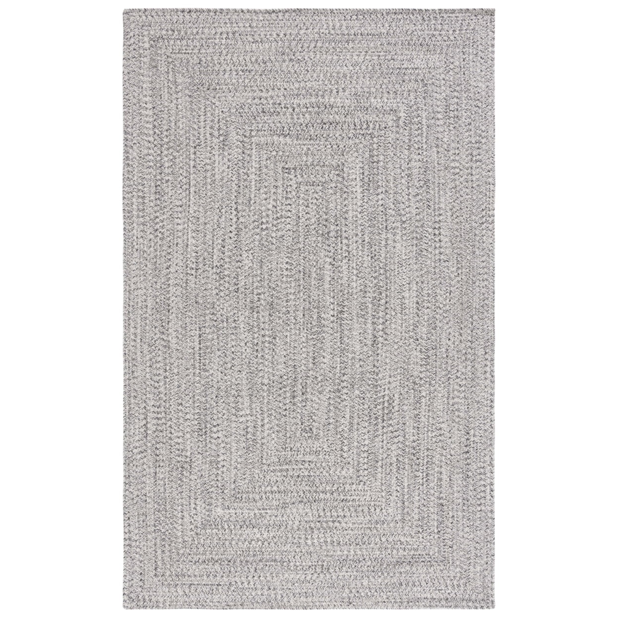 Hand-Woven Grey/Ivory Synthetic Round Rug, 7' Diameter, Reversible
