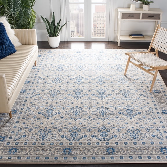 SAFAVIEH Brentwood Gillian Floral Area Rug, Light Gray/Blue, 9' x 12'