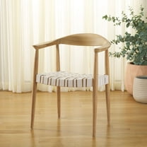 Safavieh Baden Scandinavian Wood and Leather Dining Arm Chairs, White/Natural