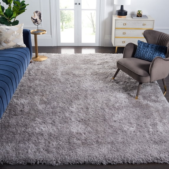 Safavieh Luxe Paxton Solid Shag Area Rug, Gray, 8' x 8' Square