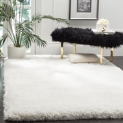 Safavieh Luxe Paxton Solid Shag Area Rug, Ivory, 4' x 4' Square