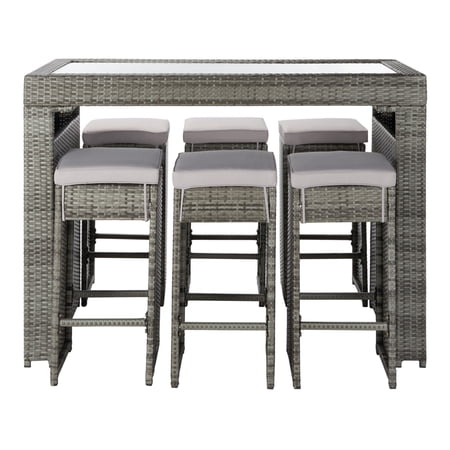 Safavieh Balcony Bar Height Outdoor Dining Table Set, Gray