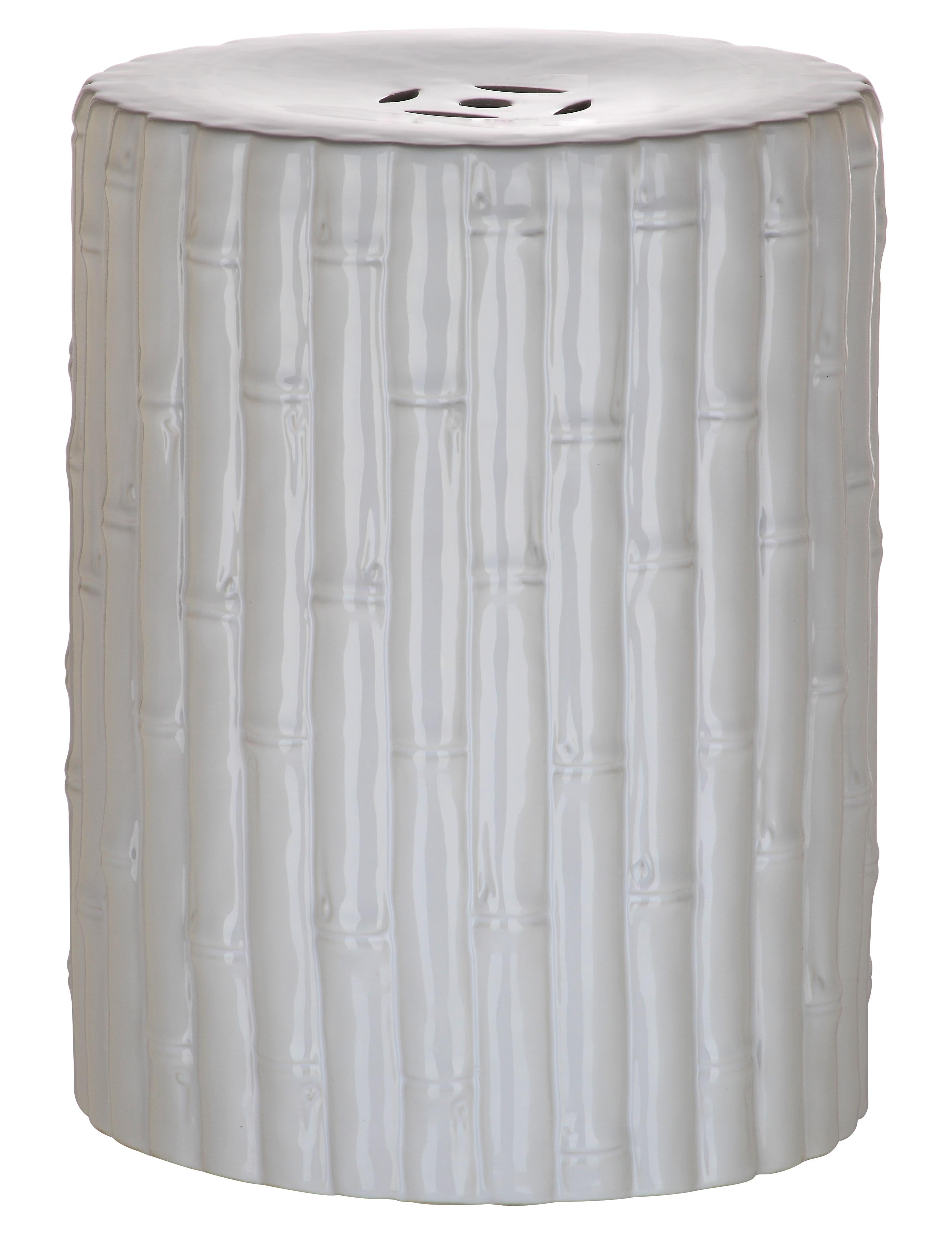 Marrakesh Oasis White Ceramic Indoor/Outdoor Garden Stool