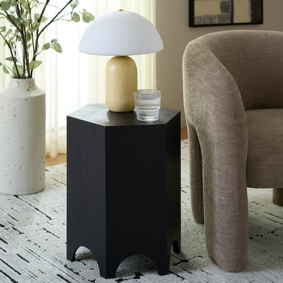 Safavieh Barahan Modern Wood Hexagon End Table, Black