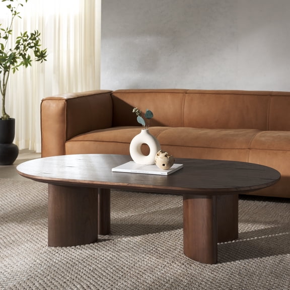 Safavieh Couture Barnard Oval Wood Modern Coffee Table, Walnut