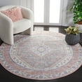 thumbnail image 1 of SAFAVIEH Bayside Sherwood Oriental Polyester Machine Washable Area Rug, Ivory/Blue Pink, 5'3" x 5'3" Round, 1 of 12