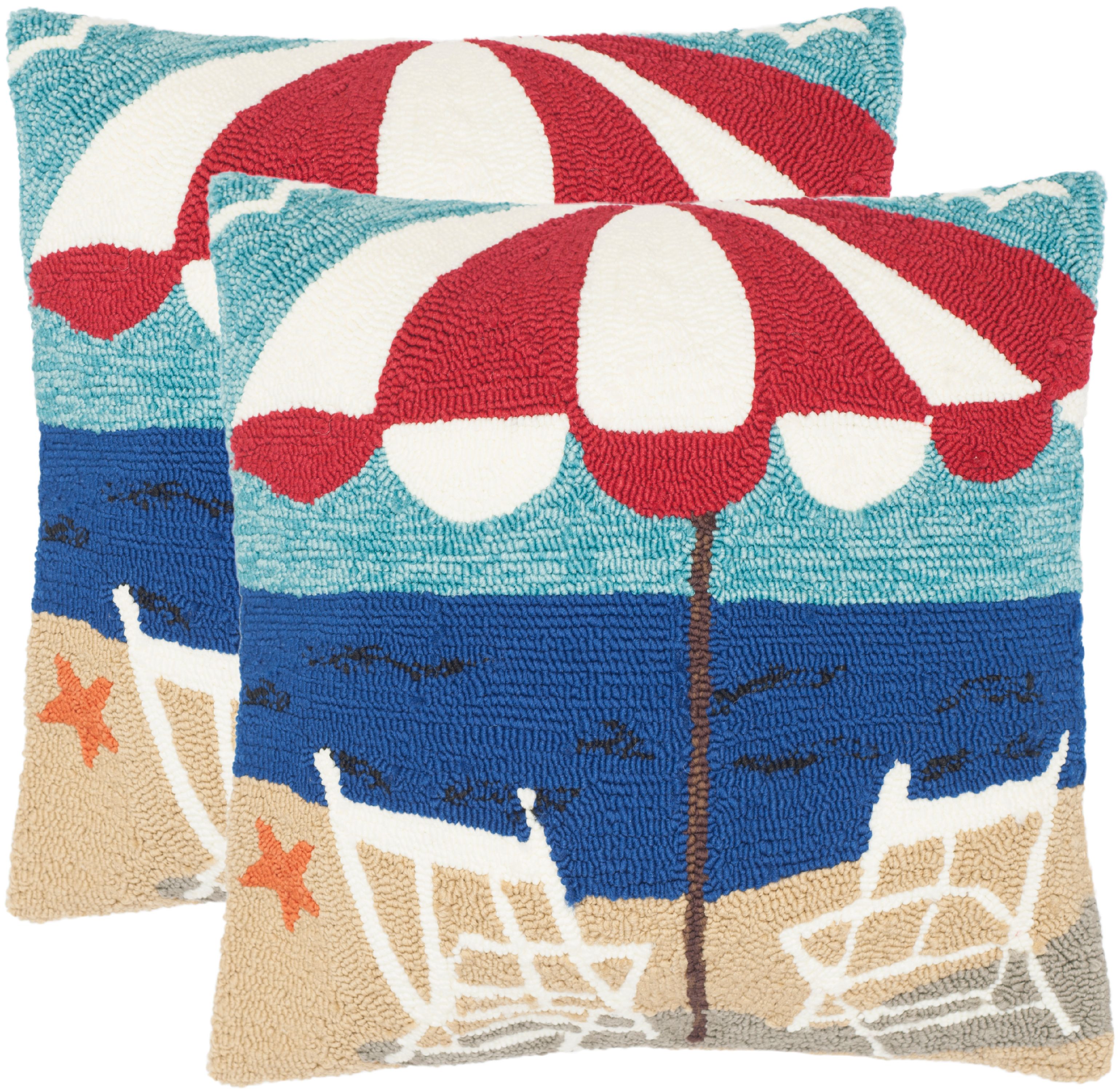 Safavieh Beach Chair 20" x 20" Nautical Blue Outdoor Pillow, Set of 2 - image 1 of 3